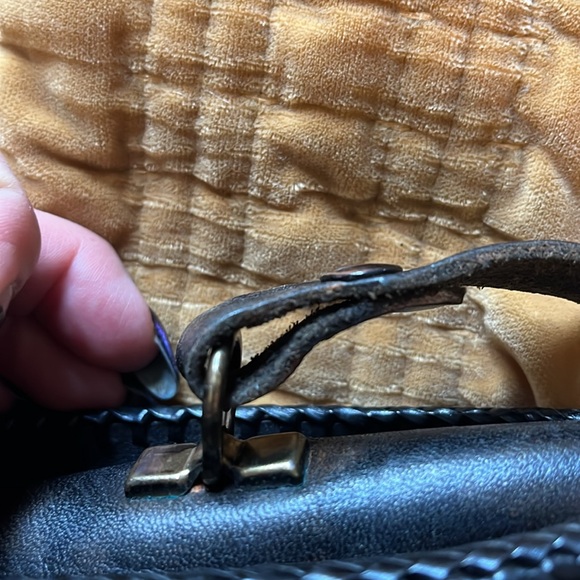 Vintage Black Leather Hand-tooled Purse Detachable Leather Handle and ChainStrap - Picture 12 of 12